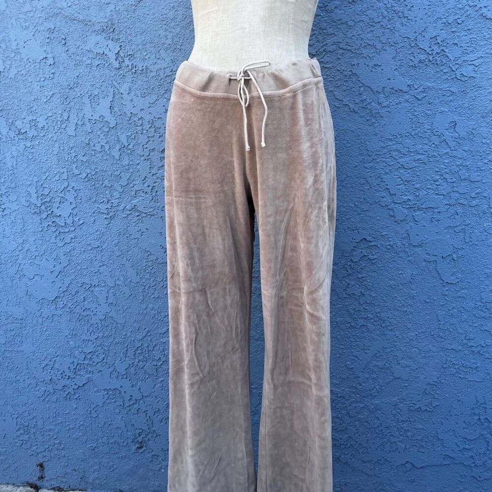 Y2k Esprit Velour Track Pants Beige Size Medium